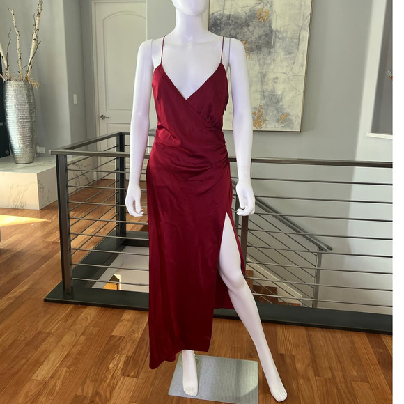 SER.O.YA Dresses & Skirts - Ser.o.ya Emma Silk Midi Dress in Burgundy